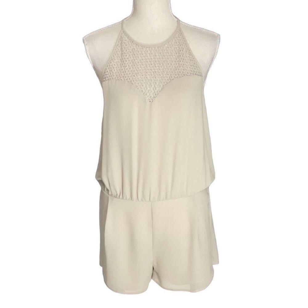 Naked Zebra Blush Halter Open Back Elastic Waist Romper Lined Size Medium